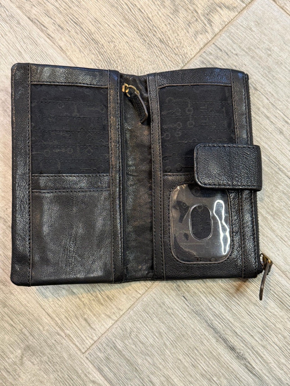Vintage Fossil Emory Black Soft Leather Clutch Wallet Boho Cottagecore - Picture 4 of 7
